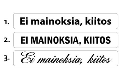 ei mainoksia tarrat