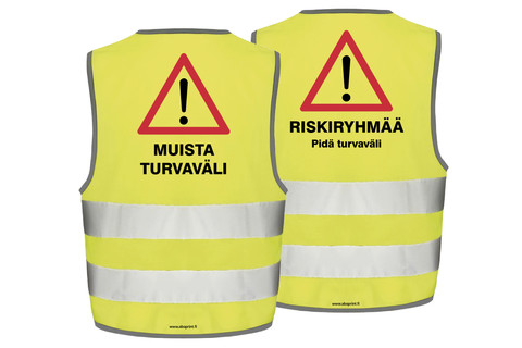 huomioliivi turvavali painatuksella